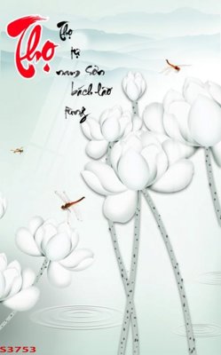 File gốc Tranh hoa sen cá cửu ngư quần hội S3753 (in mica) làm bảng hiệu