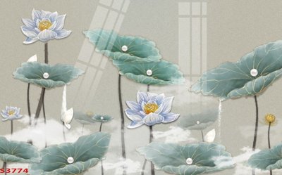 Tải file Tranh hoa sen cá cửu ngư quần hội S3774 (gốc) in trên mọi chất liệu