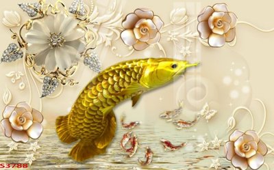 File gốc Tranh hoa sen cá cửu ngư quần hội S3788 (ảnh rõ nét) để in