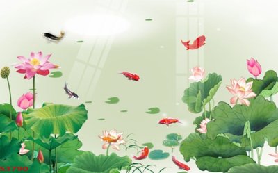 Mua file gốc Tranh hoa sen cá cửu ngư quần hội S3790 (in ấn) tại Filetranh.com