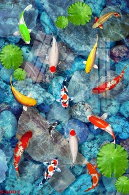 File gốc Tranh hoa sen cá cửu ngư quần hội S3801 (in mica) làm quà tặng