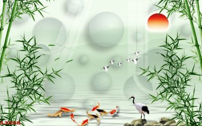 File gốc Tranh hoa sen cá cửu ngư quần hội S3808 (in mica) làm bảng hiệu