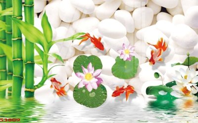 Tải file Tranh hoa sen cá cửu ngư quần hội S3809 (gốc) in nhanh