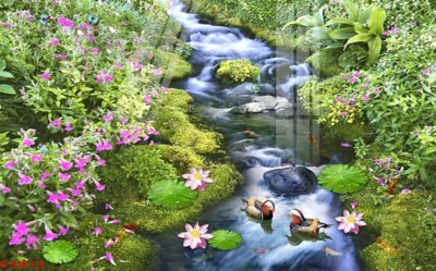 Tải file Tranh hoa sen cá cửu ngư quần hội S3813 (PSD) cho in tranh 3D