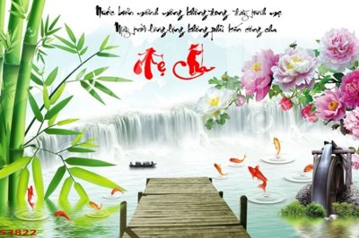 Tải file Tranh hoa sen cá cửu ngư quần hội S3822 (gốc) để in ấn ngay