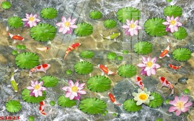 File PSD Tranh hoa sen cá cửu ngư quần hội S3823 (bản gốc) đã tách nền