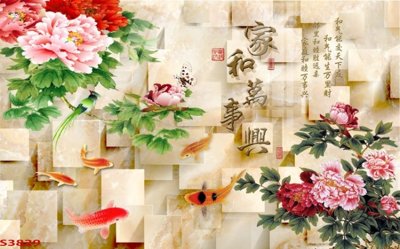 File gốc Tranh hoa sen cá cửu ngư quần hội S3829 (in lụa) cao cấp