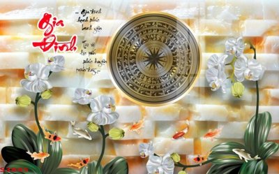 Ảnh gốc Tranh hoa sen cá cửu ngư quần hội S3845 (độ nét cao) in tráng gương