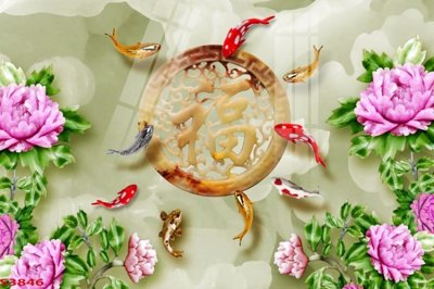 File gốc Tranh hoa sen cá cửu ngư quần hội S3846 (thiết kế) cho in ấn