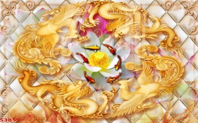 Ảnh gốc Tranh hoa sen cá cửu ngư quần hội S3859 (siêu chi tiết) để in ấn