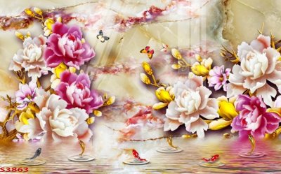 File gốc Tranh hoa sen cá cửu ngư quần hội S3863 (AI/EPS) cho in ấn