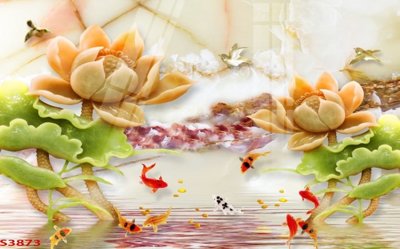 Tải file gốc Tranh hoa sen cá cửu ngư quần hội S3873 (bản PSD) còn layer