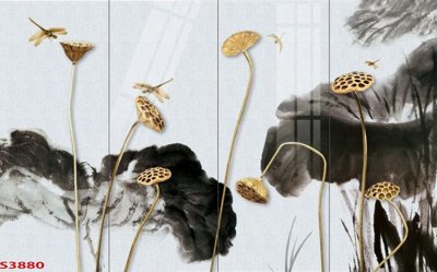 File PSD Tranh hoa sen cá cửu ngư quần hội S3880 (nguyên bản) cho thiết kế