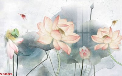 File tranh gốc Tranh hoa sen cá cửu ngư quần hội S3885 (bản quyền) Filetranh.com