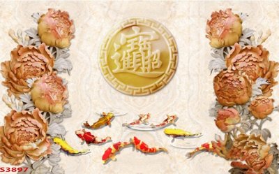 Tải file Tranh hoa sen cá cửu ngư quần hội S3897 (gốc) làm file in ấn