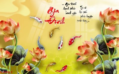 File tranh in trần Tranh hoa sen cá cửu ngư quần hội S3901 (ảnh gốc siêu nét)