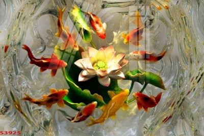 File PSD Tranh hoa sen cá cửu ngư quần hội S3925 (gốc) tách lớp chi tiết