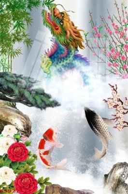 File tranh Tranh hoa sen cá cửu ngư quần hội S3927 (ảnh gốc) cho in ấn kỹ thuật số