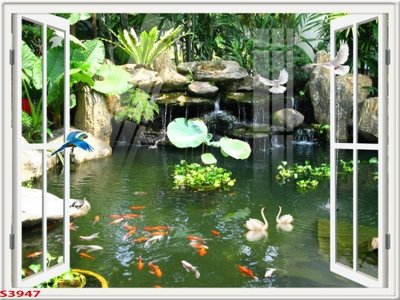 File in trần Tranh hoa sen cá cửu ngư quần hội S3947 (bản gốc) trời sao