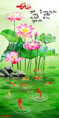 File PSD Tranh hoa sen cá cửu ngư quần hội S3963 (nguyên gốc) chất lượng cao