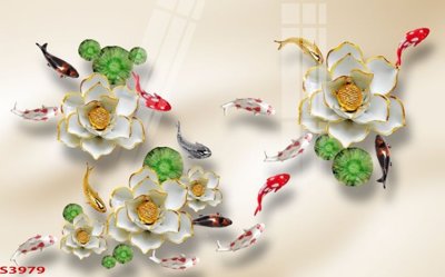 Mua file gốc Tranh hoa sen cá cửu ngư quần hội S3979 (in ấn) tại Filetranh.com