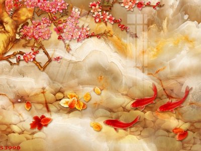 File gốc Tranh hoa sen cá cửu ngư quần hội S3990 (PNG) chất lượng cao