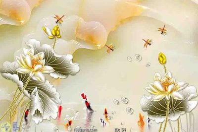 File tranh Tranh cửu ngư quần hội sen cá S4 (bản gốc) treo phòng ăn