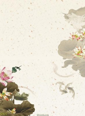 File tranh Tranh cửu ngư quần hội sen cá S401 (bản gốc) in lụa 5D