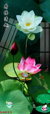 Tải file Tranh hoa sen cá cửu ngư quần hội S4011 (gốc) để in ấn ngay