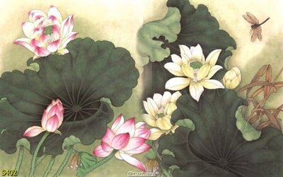 File in ấn chuyên nghiệp Tranh cửu ngư quần hội sen cá S402 (file gốc)