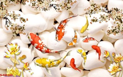 Tệp tin gốc Tranh hoa sen cá cửu ngư quần hội S4030 (chất lượng cao) Tranh hoa sen cá cửu ngư quần hội S4030