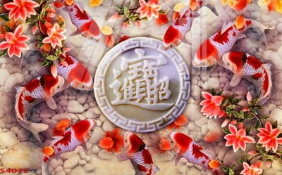 Download file gốc Tranh hoa sen cá cửu ngư quần hội S4072 (dùng cho in ấn)