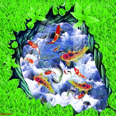 File tranh Tranh hoa sen cá cửu ngư quần hội S4077 (gốc) in vải canvas