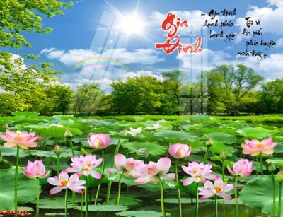 File ảnh Tranh hoa sen cá cửu ngư quần hội S4090 (gốc) in biển hiệu