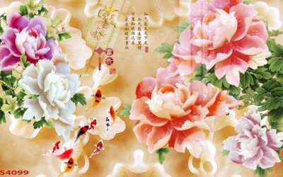 File tranh Tranh hoa sen cá cửu ngư quần hội S4099 (gốc) chủ đề trừu tượng