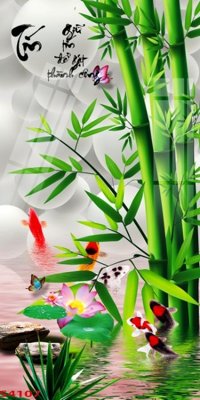 Hình ảnh file gốc in lụa Tranh hoa sen cá cửu ngư quần hội S4107