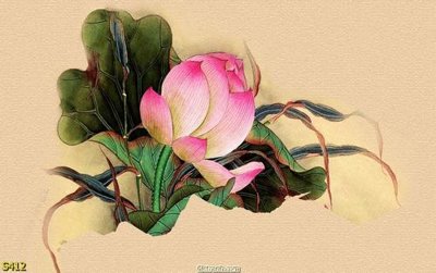 File ảnh Tranh cửu ngư quần hội sen cá S412 (gốc) in standee