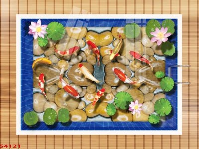 File in ấn Tranh hoa sen cá cửu ngư quần hội S4121 (bản gốc) chất lượng cao