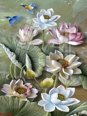 Tải file gốc Tranh hoa sen cá cửu ngư quần hội S4179 (in không vỡ ảnh)