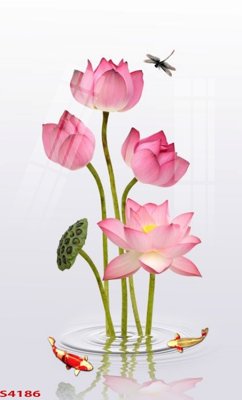 File in trần Tranh hoa sen cá cửu ngư quần hội S4186 (bản gốc) trời sao