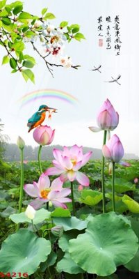 File tranh Tranh hoa sen cá cửu ngư quần hội S4216 (ảnh gốc) cho in ấn kỹ thuật số