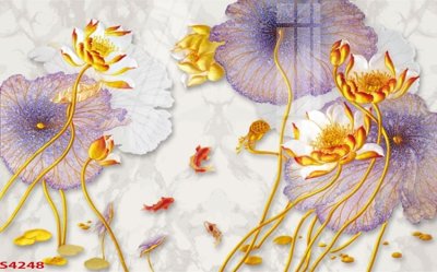 Tải file gốc Tranh hoa sen cá cửu ngư quần hội S4248 (để in lụa)