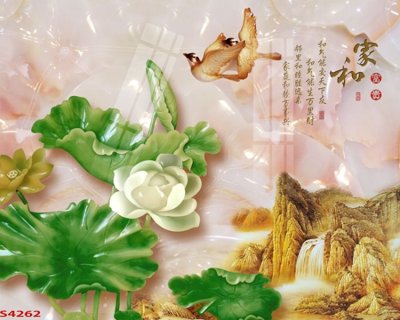 Tải file Tranh hoa sen cá cửu ngư quần hội S4262 (gốc) làm tranh treo tường