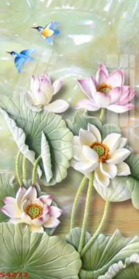 File tranh Tranh hoa sen cá cửu ngư quần hội S4272 (gốc) in vải canvas