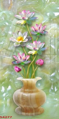 Download file gốc Tranh hoa sen cá cửu ngư quần hội S4277 (in mica) 3D