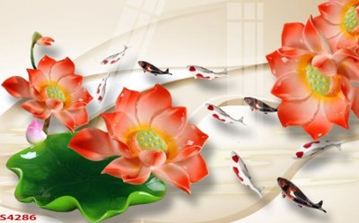 Tải file Tranh hoa sen cá cửu ngư quần hội S4286 (ảnh gốc) file AI/EPS