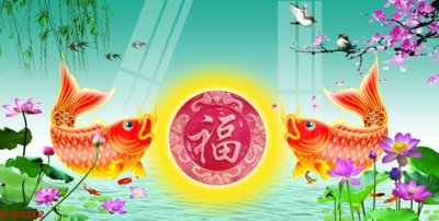 File tranh in trần 3D Tranh hoa sen cá cửu ngư quần hội S4302 (ảnh gốc)