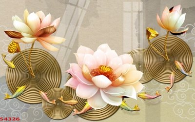 Tải file Tranh hoa sen cá cửu ngư quần hội S4326 (gốc) in trên mọi chất liệu