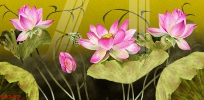 File ảnh Tranh hoa sen cá cửu ngư quần hội S4332 (gốc) dùng in Pano