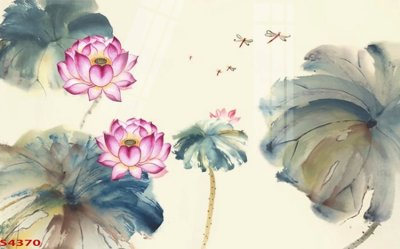Download file gốc Tranh hoa sen cá cửu ngư quần hội S4370 (in mica) trong suốt